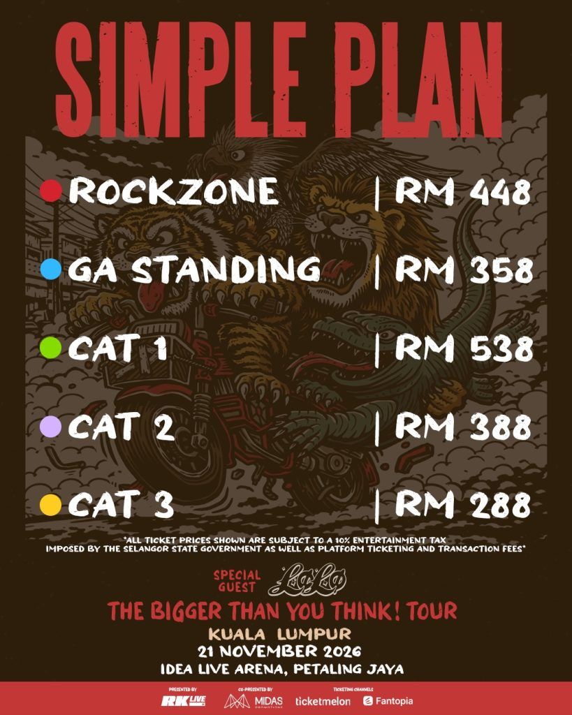 Image from: Simple Plan concert in Malaysia 2026: Venue, ticket prices, and everything else