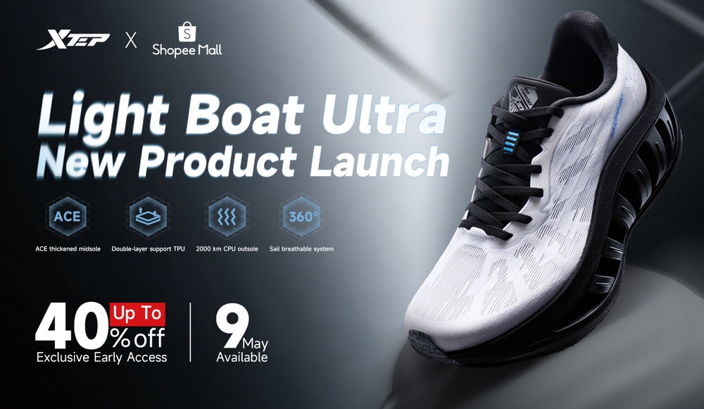 Shopee users get exclusive early access to the XTEP Light Boat Ultra from 9 May 2026.