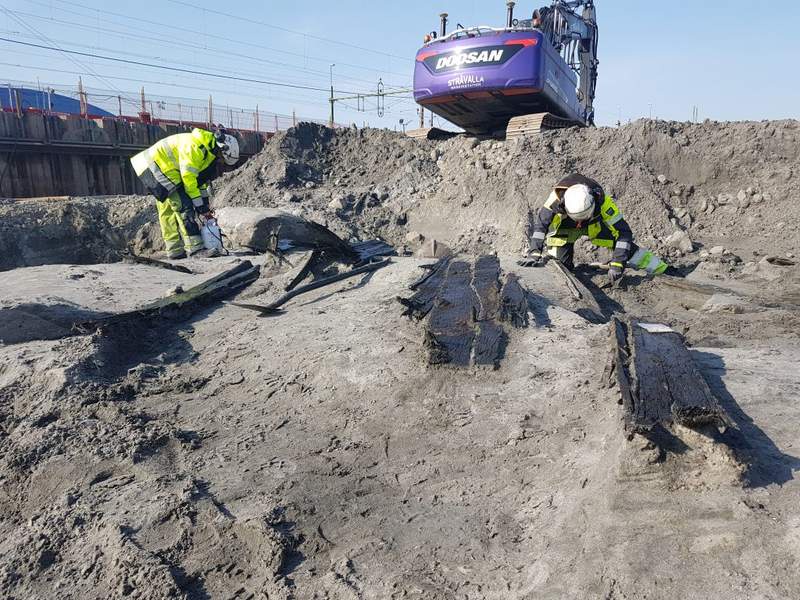 Image from: Construction Crews Digging a Swedish Tunnel Uncover Six Shipwrecks Lost Beneath the City
