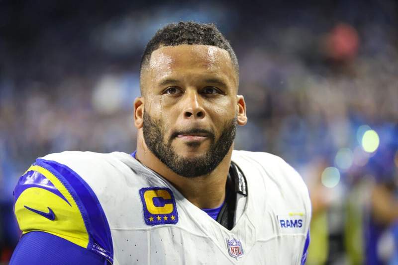 Image from: Rams GM drops exciting hint on Aaron Donald returning from retirement after Myles Garrett trade