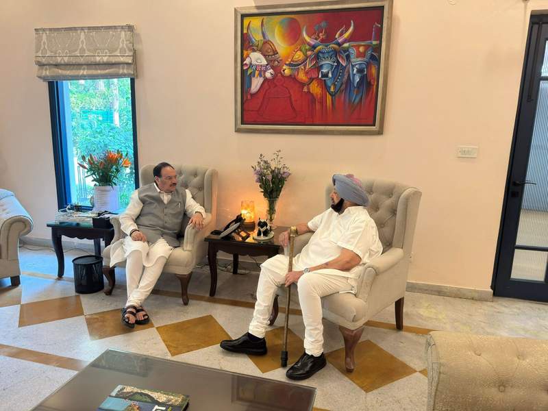 Image from: Former Punjab CM Captain Amarinder Singh meets Shah, Nadda in Delhi