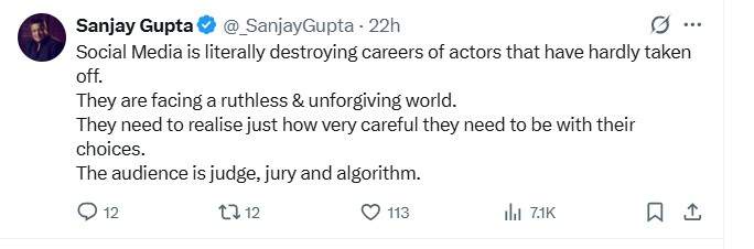 Image from: Amid 'Peddi' row, Sanjay Gupta says social media is destroying young actor's careers