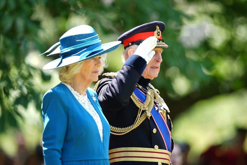 Image from: King Charles and Queen Camilla present new Colours at Buckingham Palace