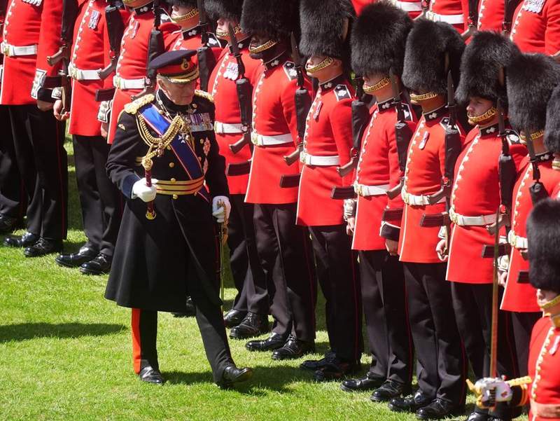 Image from: King Charles and Queen Camilla present new Colours at Buckingham Palace