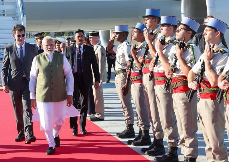 Image from: PM Modi arrives in Nice, kicks off France visit with key engagements in Evian and Paris