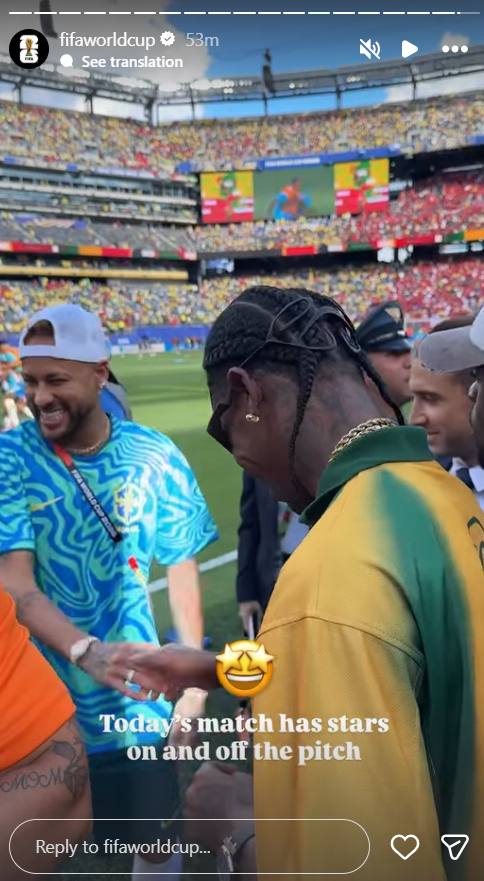 Image from: Travis Scott, NFL icon Tom Brady meet Neymar, attend Brazil-Morocco WC clash