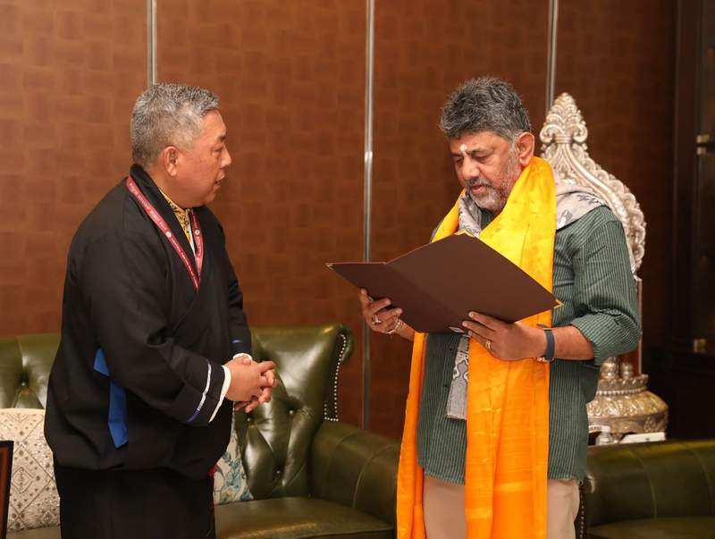 Image from: Central Tibetan Administration representative Tsultrim meets K''taka CM Shivakumar, conveys greetings from Dalai Lama