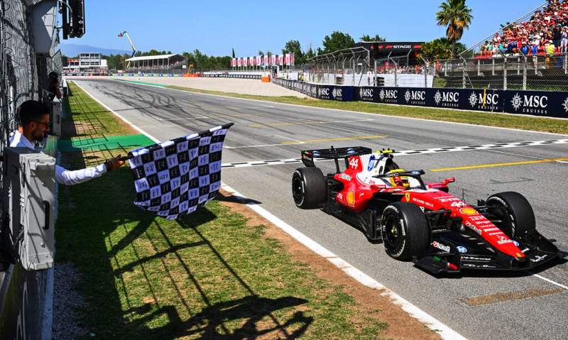Image from: Novak Djokovic denied Barcelona GP entry before waving flag for Lewis Hamilton’s first Ferrari win