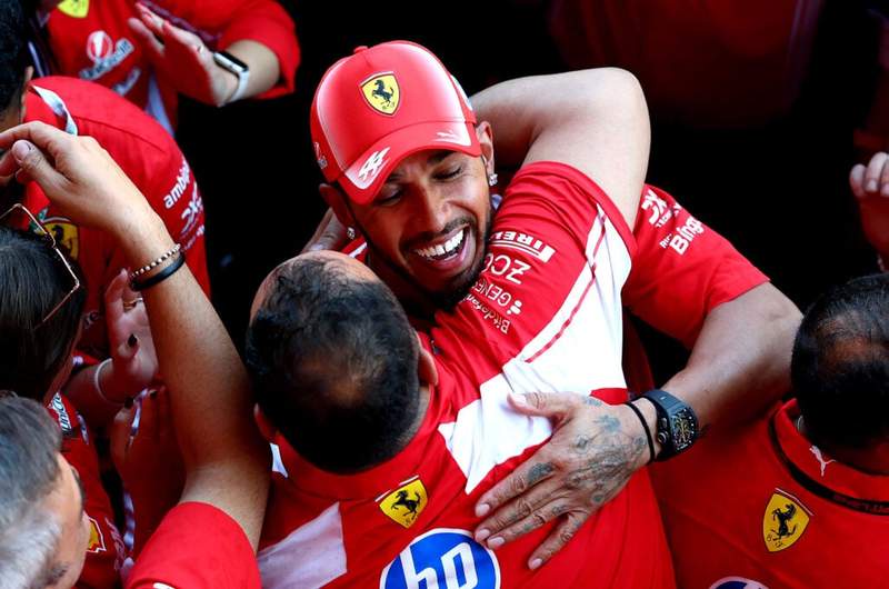 Image from: Kim Kardashian’s immediate action after Lewis Hamilton’s first-ever Ferrari win revealed