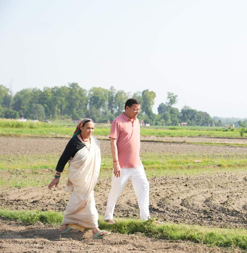 Image from: Uttarakhand CM Dhami promotes organic farming, ploughs field at private residence in Khatima