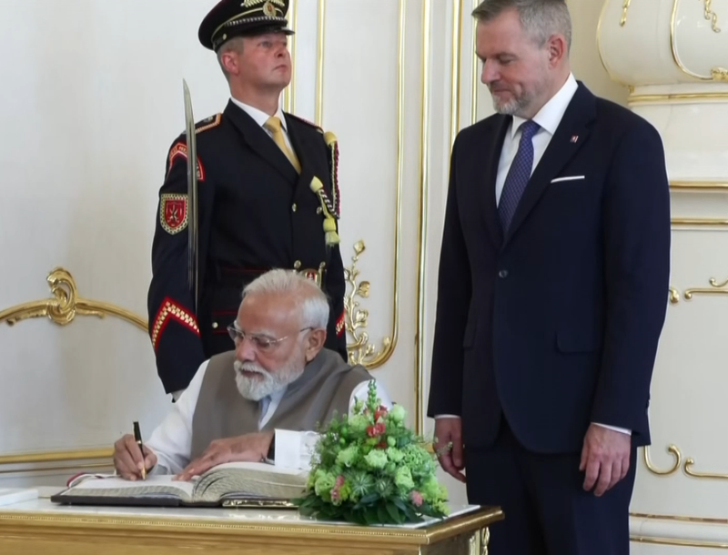 Image from: PM Modi meets Slovak President Peter Pellegrini at Presidential Palace; holds delegation-level talks