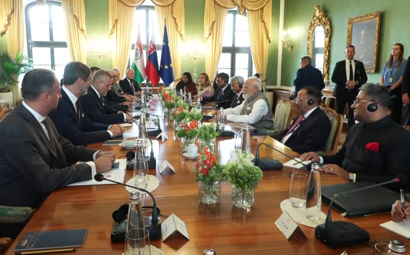 Image from: PM Modi meets Slovak President Peter Pellegrini at Presidential Palace; holds delegation-level talks