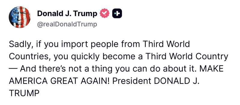 Image from: "If you import people from third world countries...": US President Trump gives take on immigration
