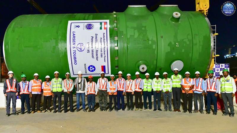 Image from: India-Russia nuclear partnership marks key milestone at Kudankulam Unit-5 with reactor pressure vessel installation