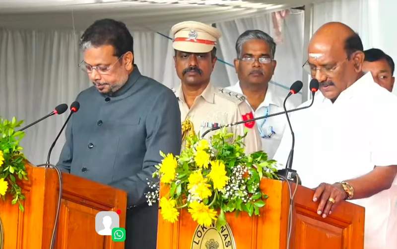 Image from: Puducherry: VP Sivakolundhu, P Rajavelu, and GNS Rajasekaran sworn in as ministers