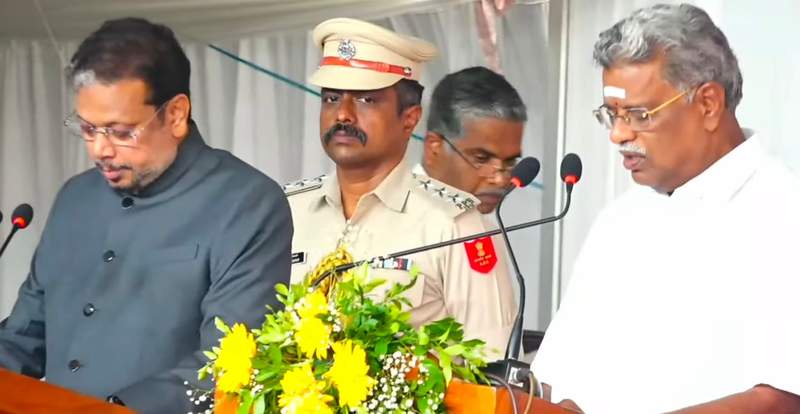 Image from: Puducherry: VP Sivakolundhu, P Rajavelu, and GNS Rajasekaran sworn in as ministers
