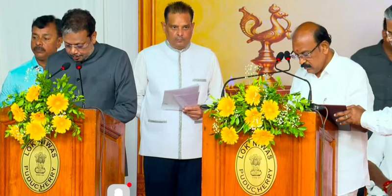 Image from: Puducherry: VP Sivakolundhu, P Rajavelu, and GNS Rajasekaran sworn in as ministers