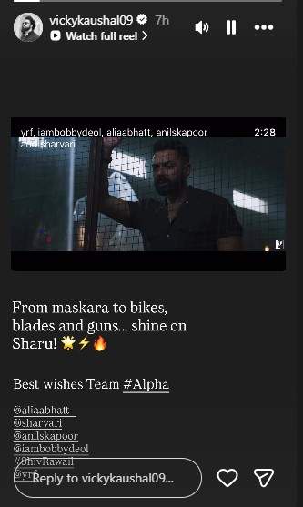 Image from: "From Maskara to bikes and guns": Vicky Kaushal gives shout out to Sharvari for 'Alpha'