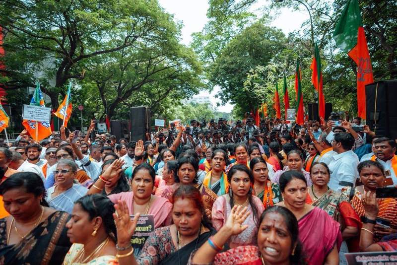 Image from: BJP holds protest in Tamil Nadu against TVK govt, condemns crime rate, deteriorating law and order