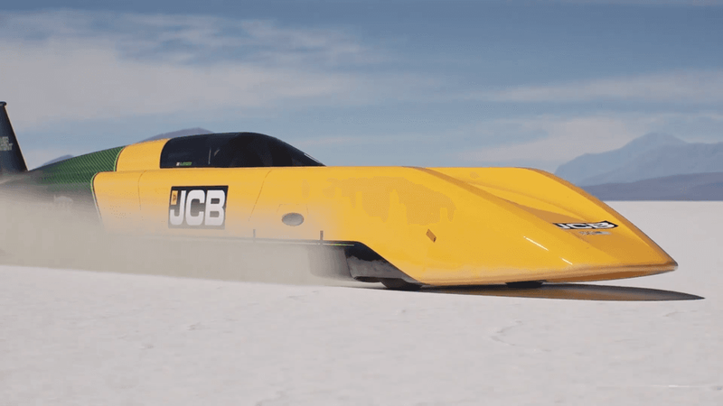 Image from: 'It's thrilling!' GB News goes behind the scenes of JCB land speed record tests