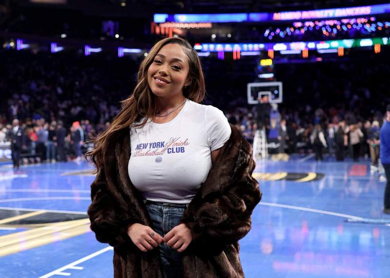 Image from: How to buy Jordyn Woods’ sold-out ‘lucky’ New York Knicks bag for $125