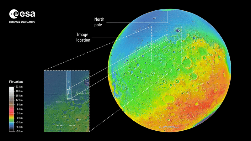 Image from: Mars Express Captures Giant Tornadoes Twisting Through Ancient Valleys