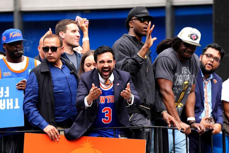 Image from: New York mayor Zohran Mamdani’s speech at Knicks NBA Championship parade labelled ‘special’ by fans