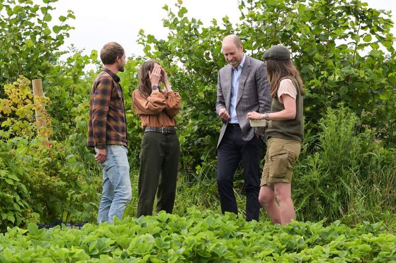 Image from: William meets pig called 'Ginger Spice' and taste-tests strawberries in Devon