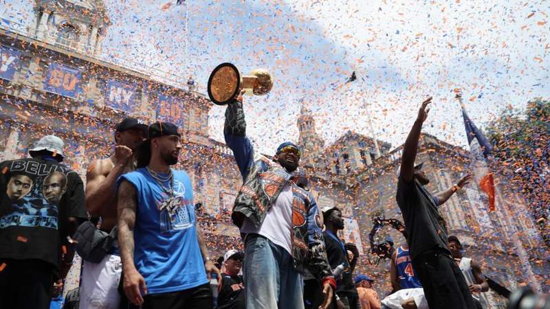 Image from: Knicks fans flood New York for massive NBA Finals championship parade