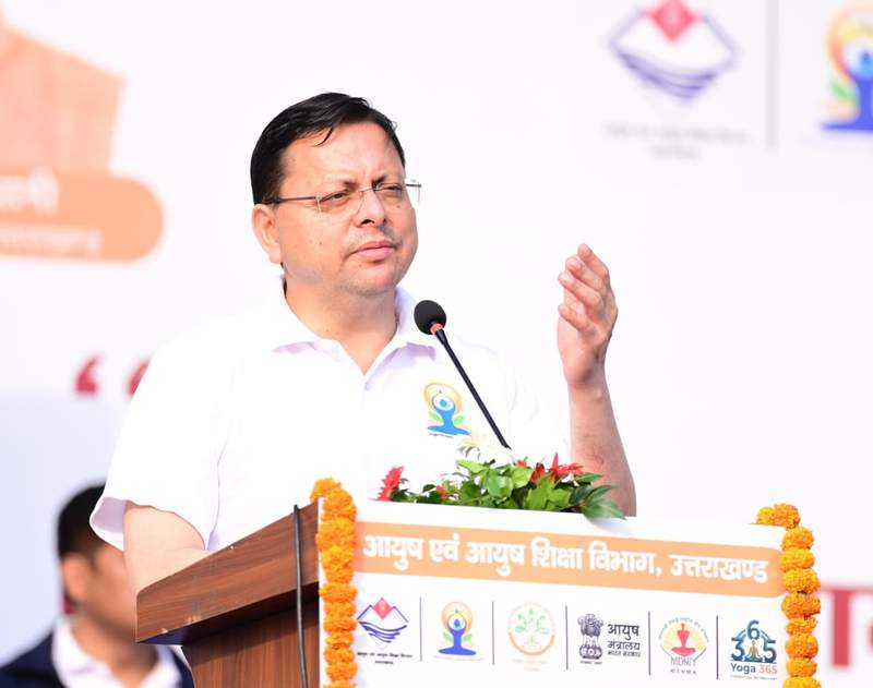 Image from: Uttarakhand CM Dhami participates in 'Run for Yoga' event in Dehradun