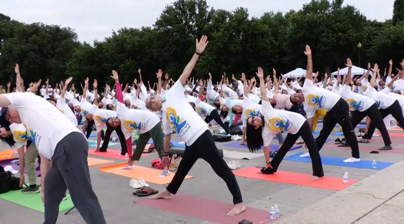Image from: Indian Embassy hosts yoga session at Lincoln Memorial in Washington DC ahead of International Yoga Day