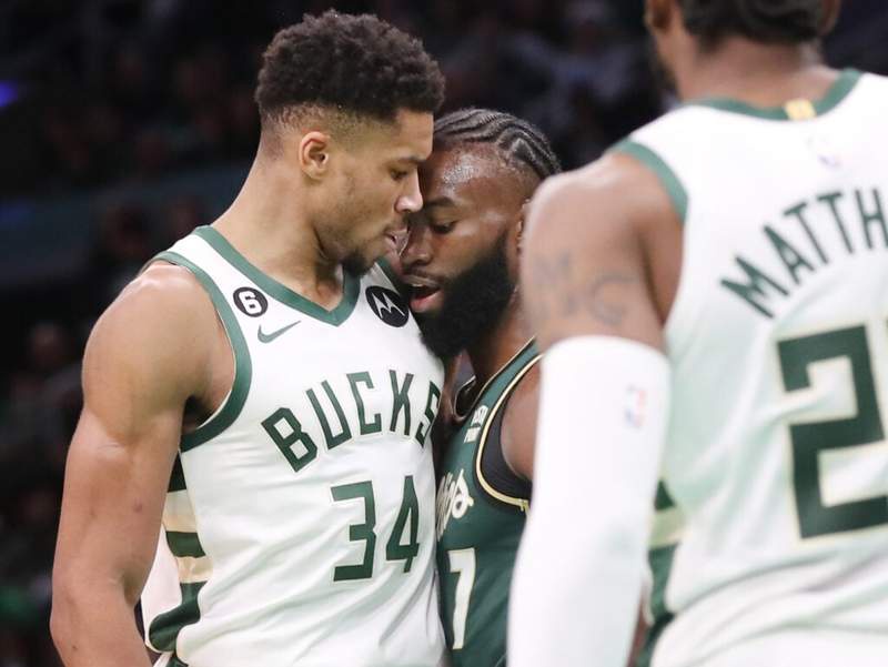 Image from: Boston Celtics preferred trade package for Giannis Antetokounmpo revealed, includes Jaylen Brown
