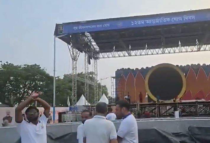 Image from: From floating yoga to mega sessions, preparations in full swing across country for International Yoga day