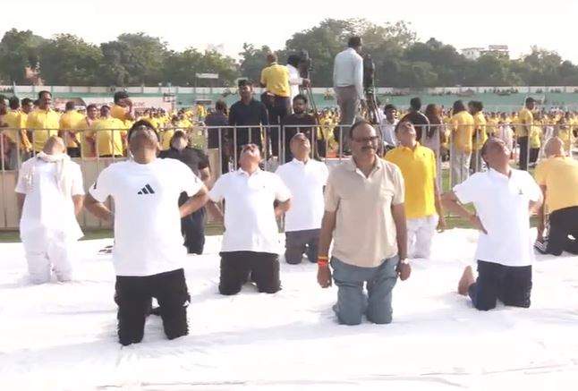 Image from: From floating yoga to mega sessions, preparations in full swing across country for International Yoga day