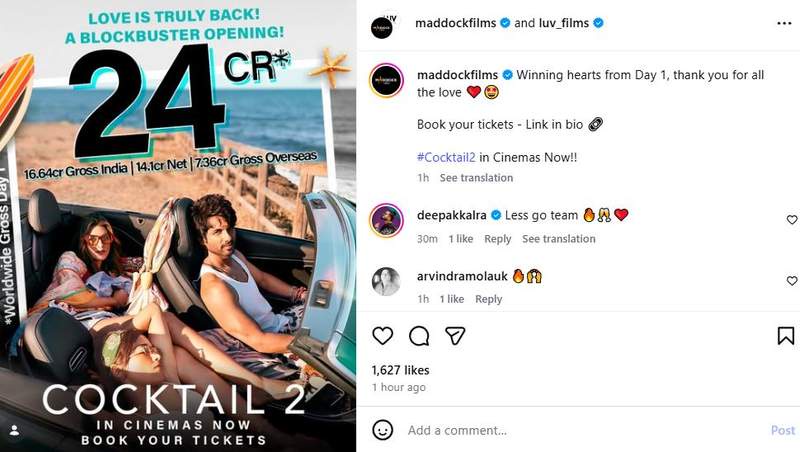 Image from: 'Cocktail 2' day 1 box office collection report card out