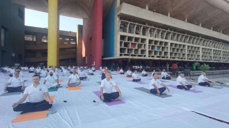 Image from: In photos: Yoga day observed in Punjab, Haryana, Chandigarh