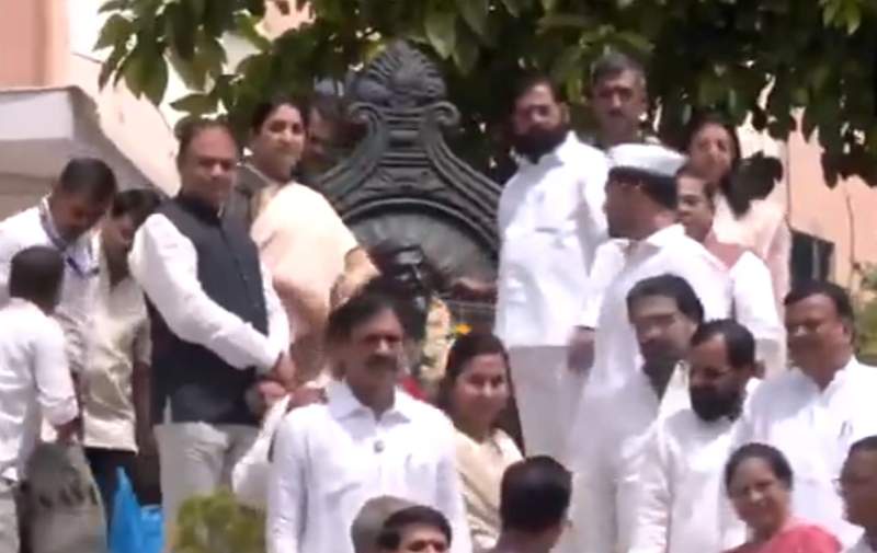 Image from: Maharashtra: Opposition MLAs protest over farmers' loan waiver issue on first day of Monsoon session
