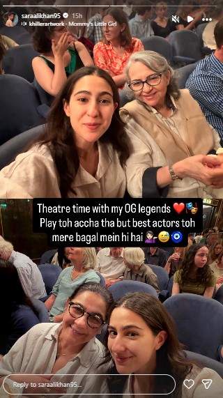 Image from: Sara Ali Khan enjoys theatre night with mother Amrita Singh, grandmother Sharmila Tagore