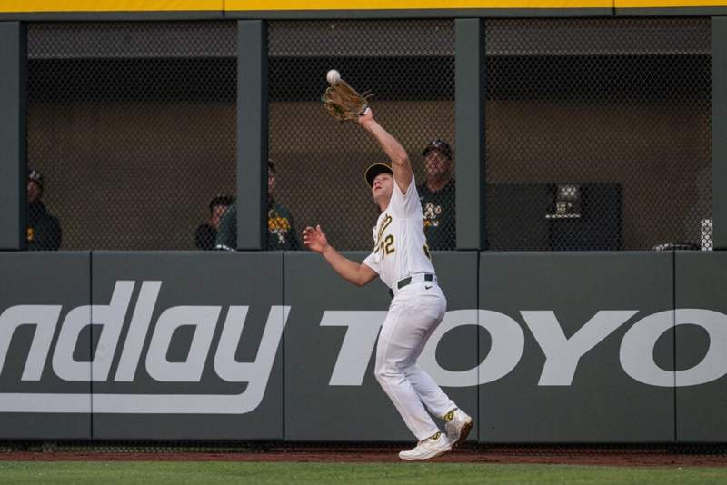Image from: Pat McAfee hails ‘back-breaking’ catch of the year candidate from A’s outfielder Colby Thomas