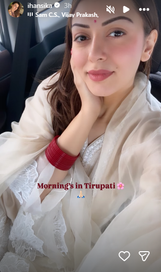 Image from: Hansika Motwanni seeks blessings at Tirumala temple, shares morning glimpse