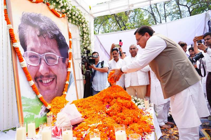 Image from: Rajnath Singh, CM Dhami pay tributes to Padma Shri awardee Jaspal Rana on his Tehravin in Dehradun