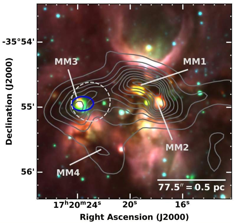 Image from: ALMA Reveals Nine Infant Stars Growing Together In A Single Giant Stellar Family