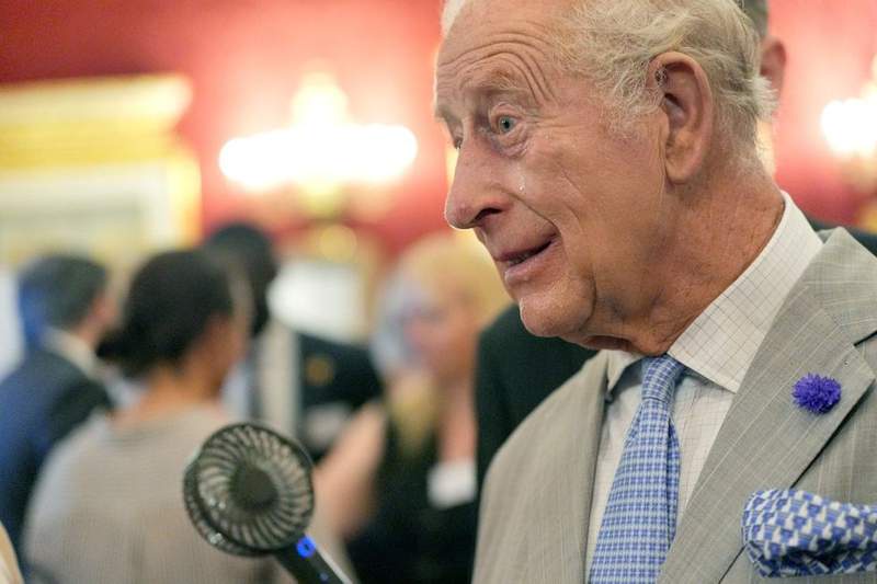 Image from: Royal aide holds electric fan for King Charles as monarch refuses to let heatwave slow him down