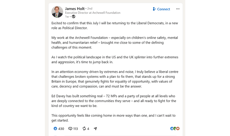 Image from: Harry and Meghan ally takes senior Liberal Democrat role ahead of UK security decision