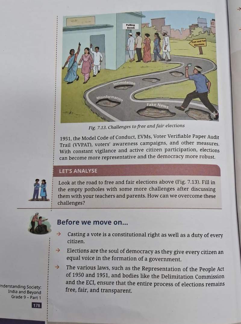 Image from: NCERT book lauds Election Commission for 'impartial' polls despite fake news, misinformation