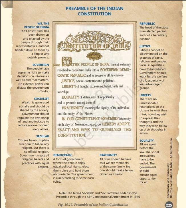 Image from: Reports of dropping Preamble, secularism from Class 9 textbook misleading; constitutional values spread across Grades 6-10: Sources