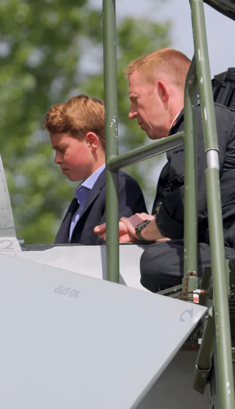 Image from: Kensington Palace releases new footage of Catherine and George at RAF base to mark Armed Forces Day