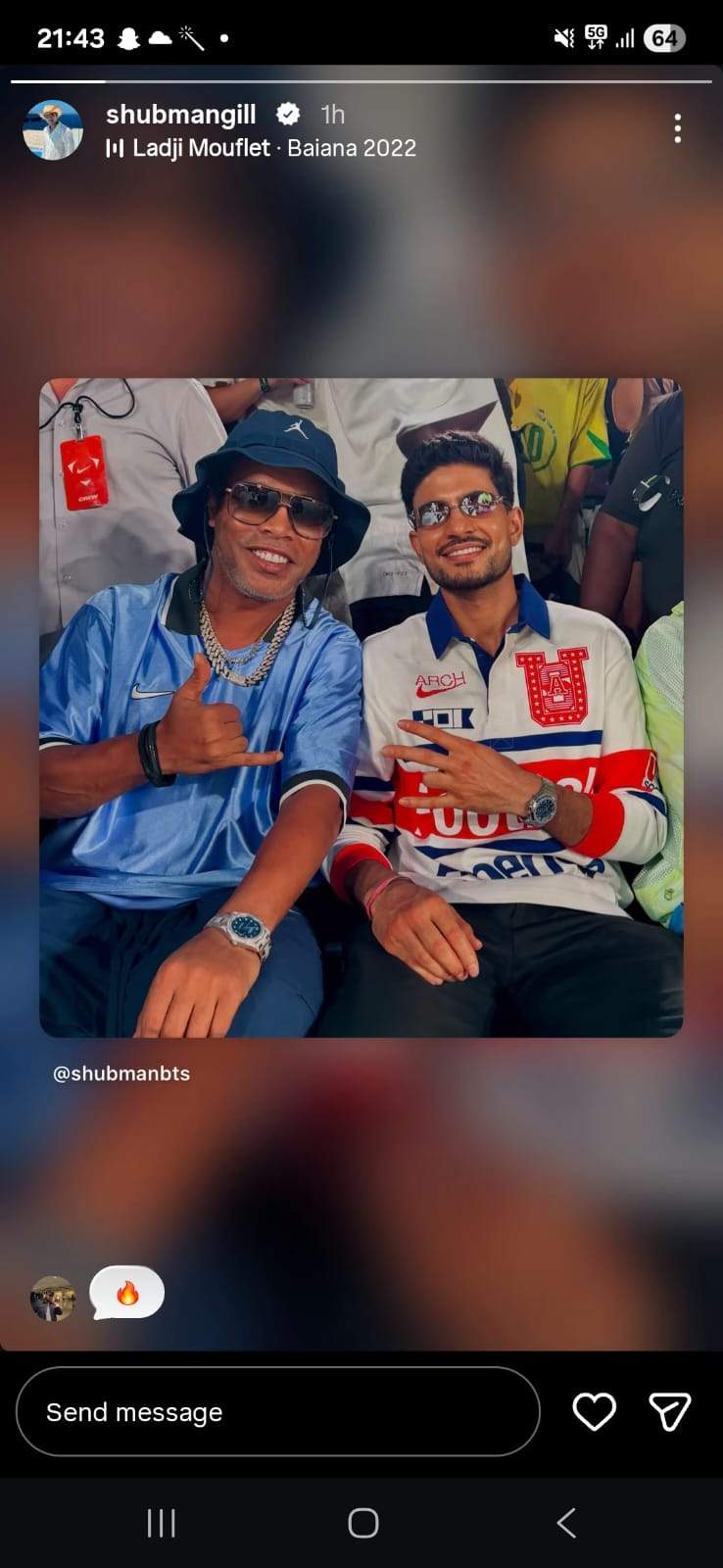 Image from: FIFA World Cup 2026: India skipper Shubman Gill meets Brazil football legend Ronaldinho in US