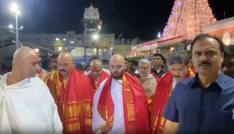 Image from: Anant Ambani visits Tirumala Temple, offers his hair as part of traditional ritual