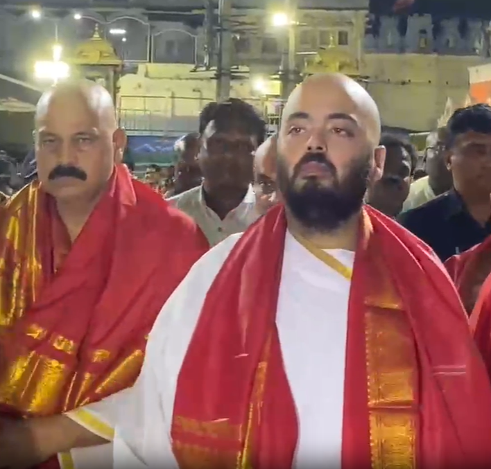 Image from: Anant Ambani visits Tirumala Temple, offers his hair as part of traditional ritual